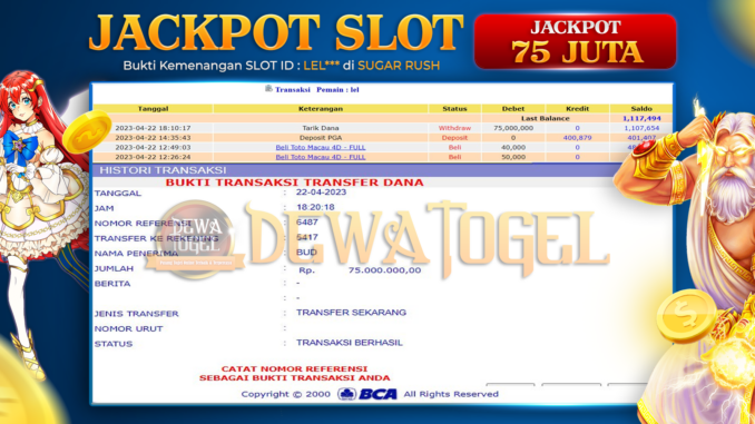 BUKTI JACKPOT DEWATOGEL #210