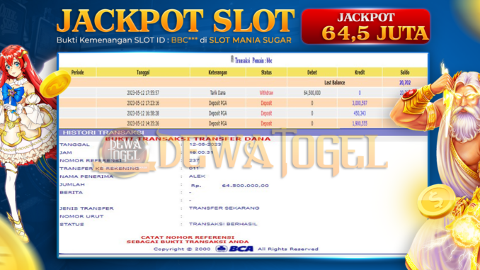 bukti jp dewatogel #305